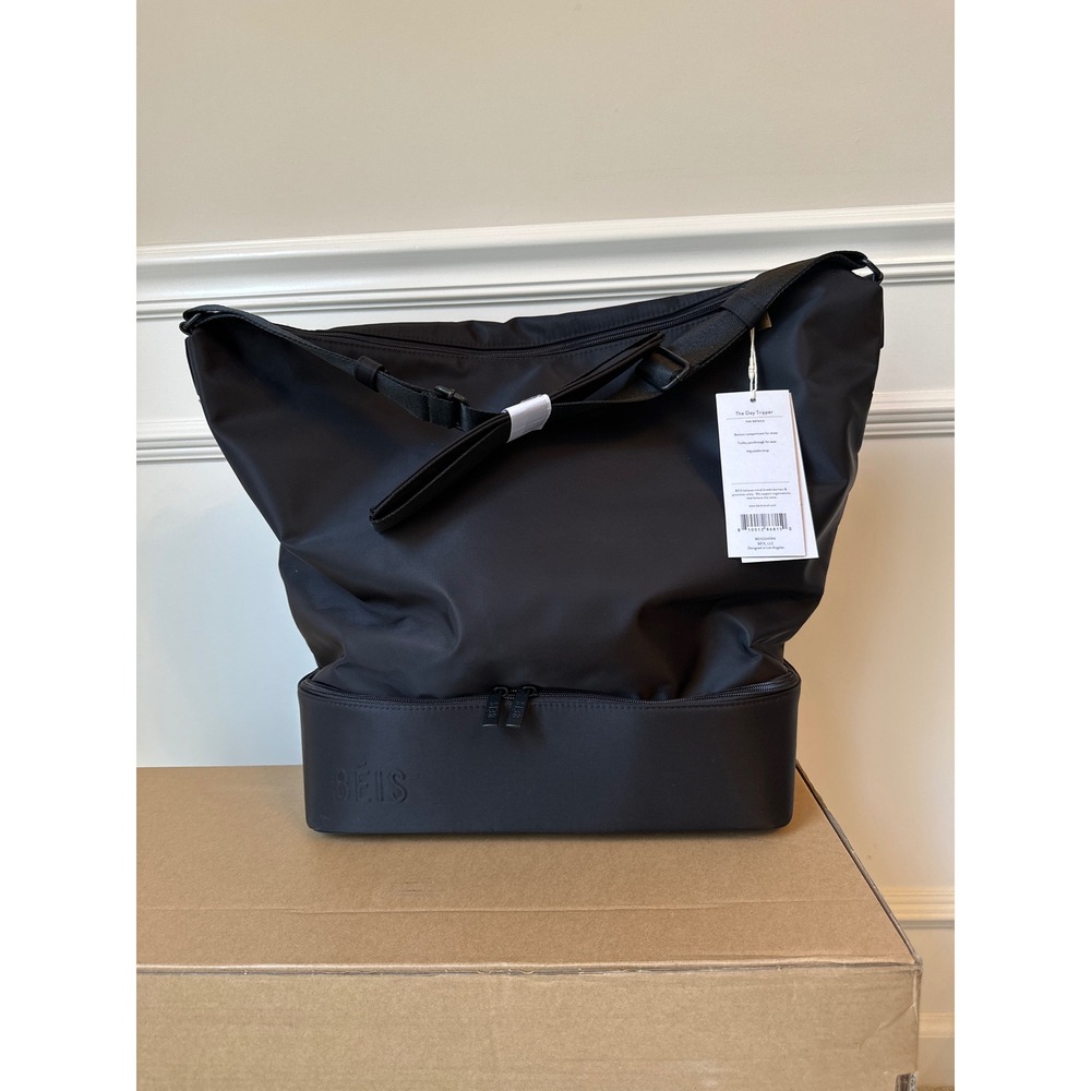 BEIS The Day Tripper Black Travel Tote Bag with Shoe Compartment BEIS324594